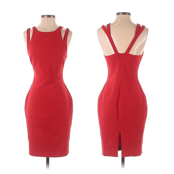 Likely Red Double Strap Cut-Out Cocktail Party Bodycon Dress Size 4